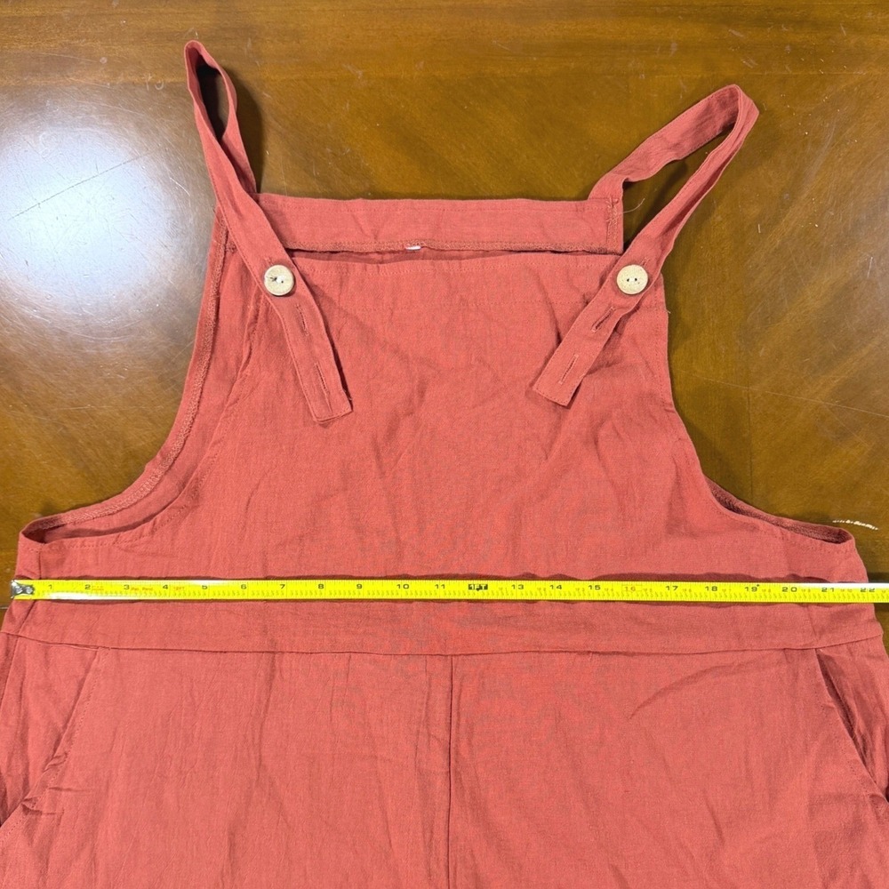 Wide Leg Jumpsuit Womens L/XL Rust Orange Overalls Cottagecore Homestead Flowy - Picture 3 of 7